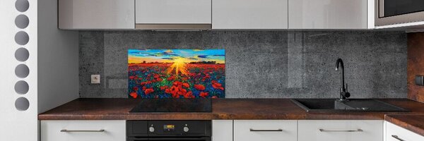 Konyhai hátfalpanel Területén a pipacsok