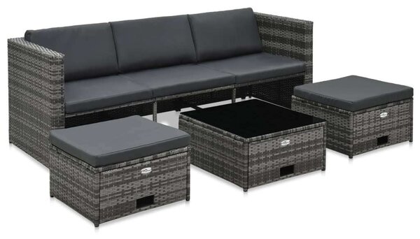 VidaXL - Polyrattan Kerti Bútorszett - 4-részes - Szürke