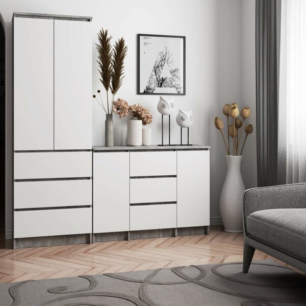 Akord K100 Modern Komód Laminált Beton-Fehér
