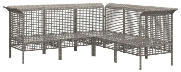 Polyrattan Kerti Ülőgarnitúra - 5 részes - Szürke