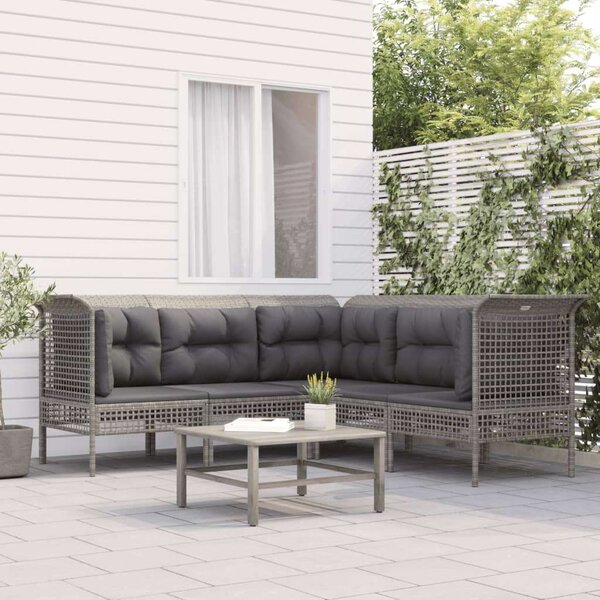 Polyrattan Kerti Ülőgarnitúra - 5 részes - Szürke