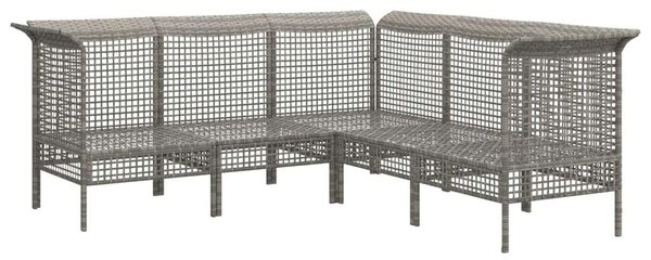 Polyrattan Kerti Ülőgarnitúra - 5 részes - Szürke