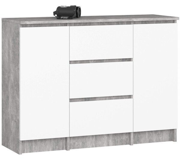 Akord K100 Modern Komód Laminált Beton-Fehér