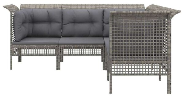 Polyrattan Kerti Ülőgarnitúra - 5 részes - Szürke