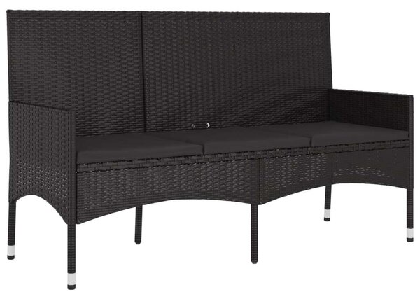 4 részes fekete polyrattan kerti ülőgarnitúra párnákkal