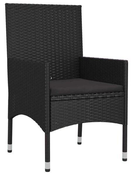 4 részes fekete polyrattan kerti ülőgarnitúra párnákkal