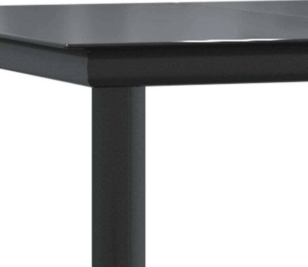 7 részes fekete polyrattan kerti étkezőgarnitúra párnával