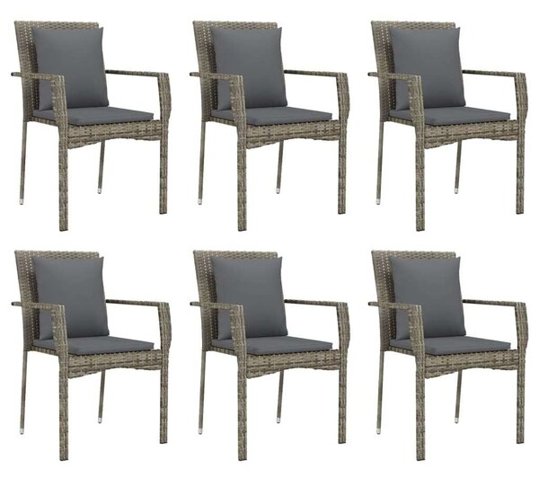 7 részes szürke polyrattan kerti étkezőgarnitúra párnával