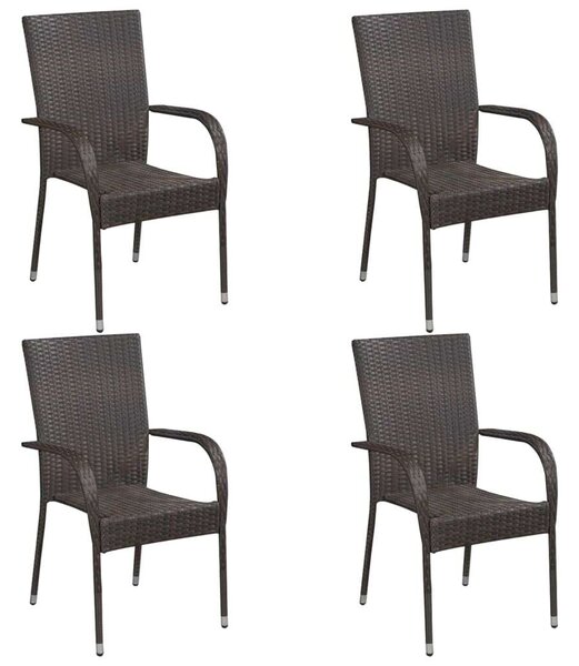 Polyrattan Kerti Étkezőgarnitúra - 5 részes - Barna