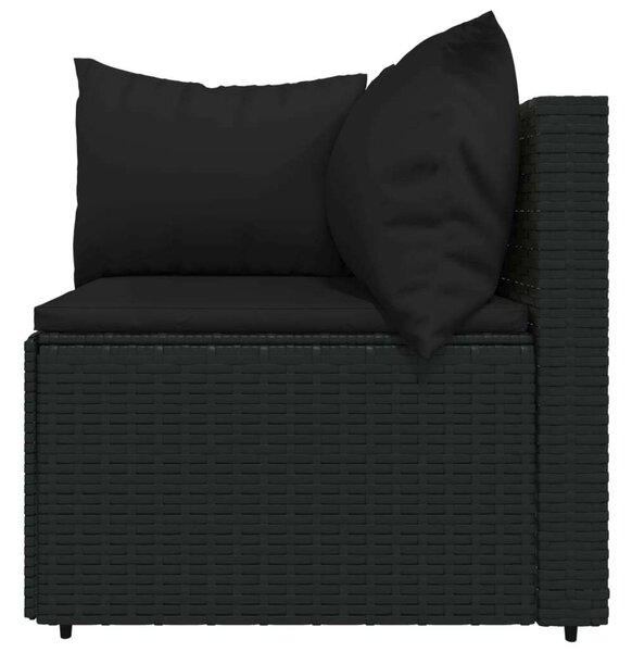 VidaXL 3 részes fekete polyrattan kerti ülőgarnitúra párnákkal