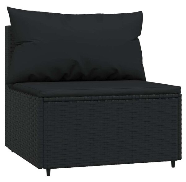 VidaXL 3 részes fekete polyrattan kerti ülőgarnitúra párnákkal