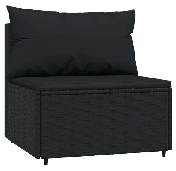 VidaXL 3 részes fekete polyrattan kerti ülőgarnitúra párnákkal