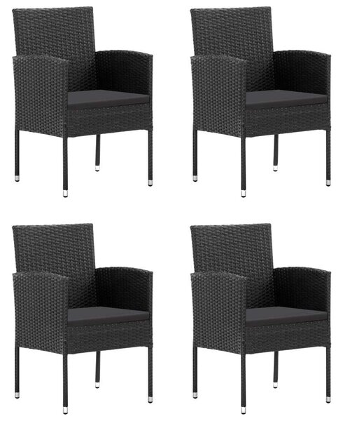 VidaXL Kerti Étkezőgarnitúra - 5 részes - Akácfa Asztal - Fekete Polyrattan Székek