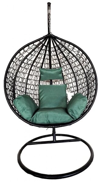 Linea Heinner Függőszék, 115x68x108/195 cm, Acél/műrattan, Antracit zöld/zöld