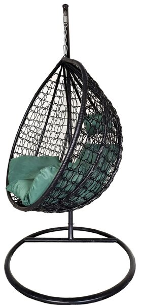 Linea Heinner Függőszék, 115x68x108/195 cm, Acél/műrattan, Antracit zöld/zöld