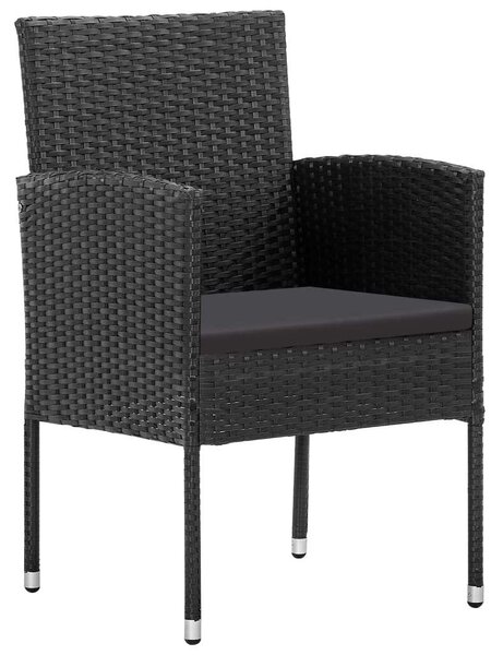 VidaXL Kerti Étkezőgarnitúra - 5 részes - Akácfa Asztal - Fekete Polyrattan Székek