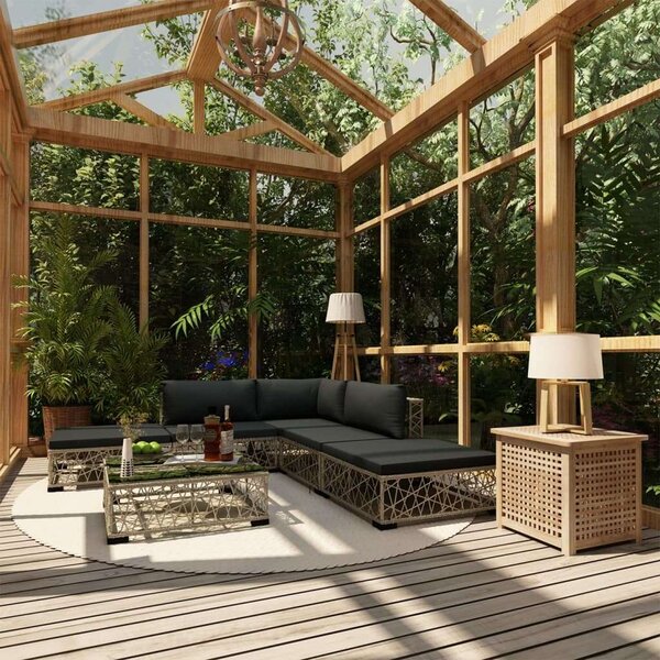 Polyrattan Kerti Bútorszett - 6 részes - Szürke
