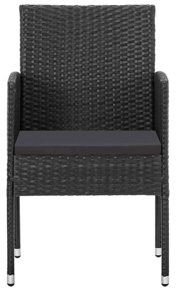 VidaXL Kerti Étkezőgarnitúra - 5 részes - Akácfa Asztal - Fekete Polyrattan Székek