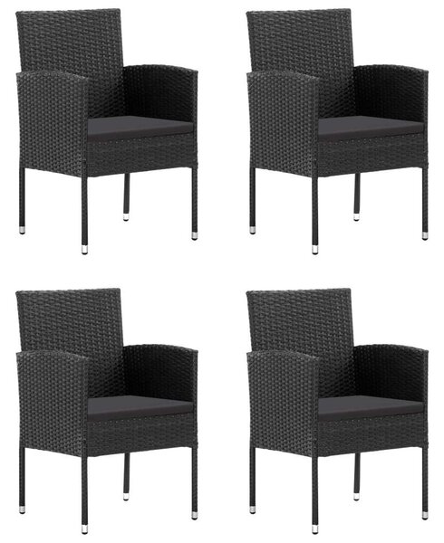 VidaXL Kerti Étkezőgarnitúra - 5 részes - Akácfa Asztal - Fekete Polyrattan Székek