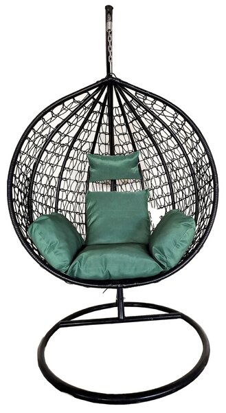 Linea Heinner Függőszék, 115x68x108/195 cm, Acél/műrattan, Antracit zöld/zöld