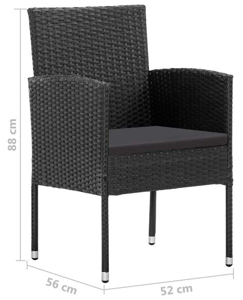 VidaXL Kerti Étkezőgarnitúra - 5 részes - Akácfa Asztal - Fekete Polyrattan Székek