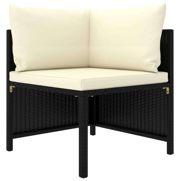Polyrattan Kerti Ülőgarnitúra - 6 részes - Fekete