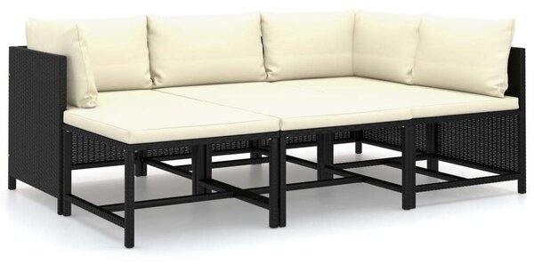 Polyrattan Kerti Ülőgarnitúra - 6 részes - Fekete