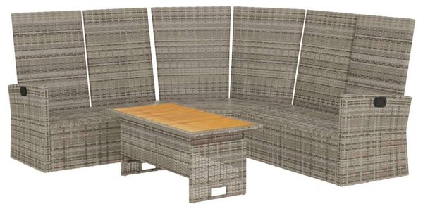 VidaXL 2 részes szürke polyrattan kerti ülőgarnitúra párnákkal