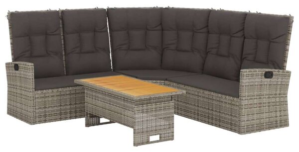 VidaXL 2 részes szürke polyrattan kerti ülőgarnitúra párnákkal