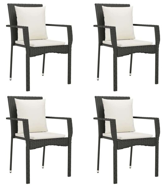 VidaXL Polyrattan Kerti Étkezőgarnitúra - 5 részes - Fekete