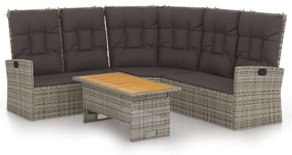 VidaXL 2 részes szürke polyrattan kerti ülőgarnitúra párnákkal