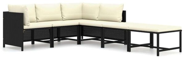 Polyrattan Kerti Ülőgarnitúra - 6 részes - Fekete