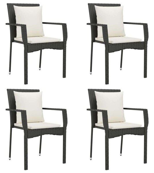 Polyrattan Kerti Étkezőgarnitúra - 5 részes - Fekete