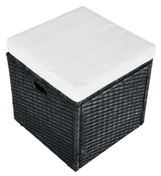 Polyrattan Kerti Bútorszett - 4 részes - Fekete