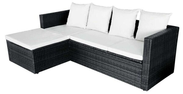 Polyrattan Kerti Bútorszett - 4 részes - Fekete