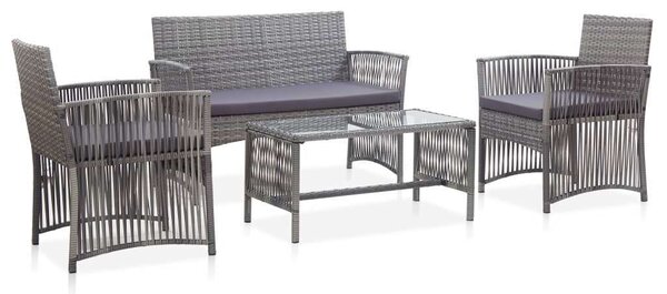Polyrattan Kerti Bútor Szett - 4 részes - Antracit Szürke