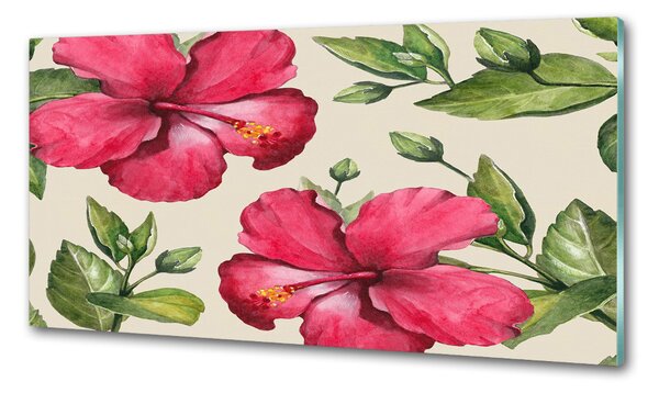 Konyhai hátfalpanel Pink hibiszkusz