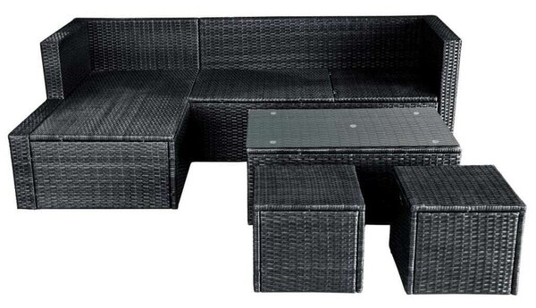 Polyrattan Kerti Bútorszett - 4 részes - Fekete