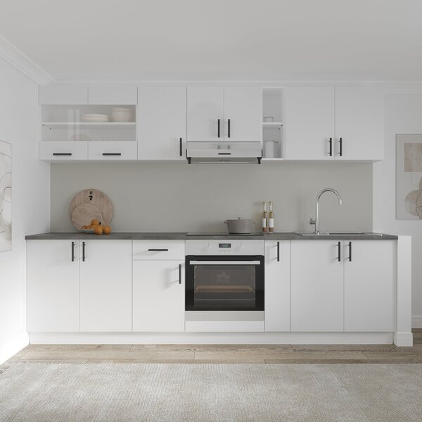 Karo V21 konyhabútor 28 mm-es Thermo munkalappal, Fehér, 280 cm