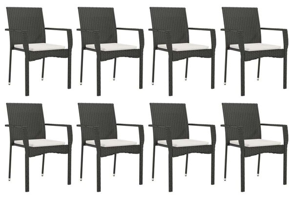 VidaXL 9 részes fekete polyrattan kerti étkezőgarnitúra párnákkal