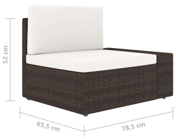 VidaXL 5 részes barna polyrattan kerti ülőgarnitúra párnákkal