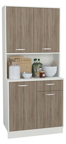 Oma tálalószekrény, Sötét sonoma tölgy / Fehér, 84 cm
