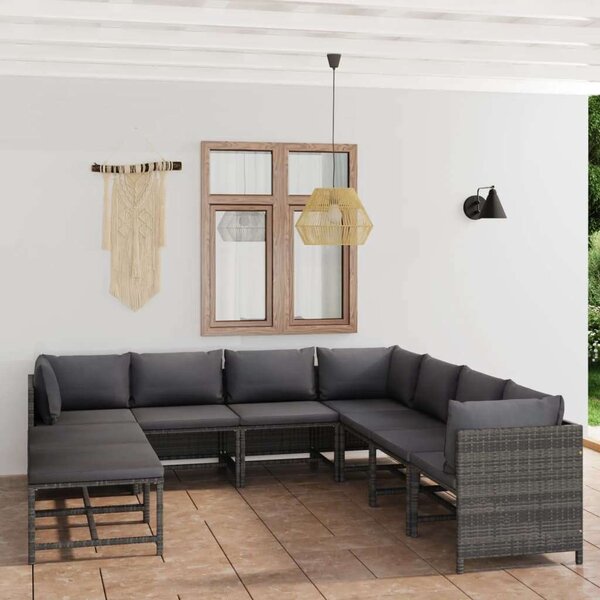 VidaXL Polyrattan Kerti Ülőgarnitúra - 9 Elemes