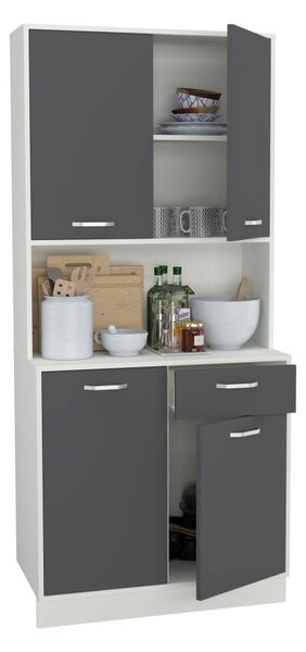 Oma tálalószekrény, Antracit / Fehér, 84 cm