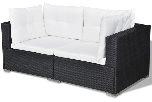 Polyrattan Kerti Ülőgarnitúra - 5 részes - Fekete