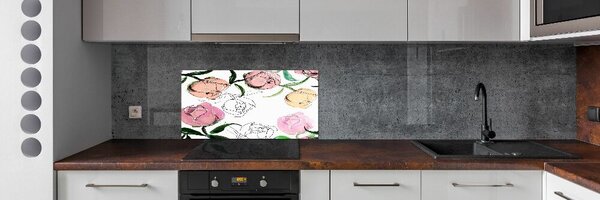 Konyhai hátfalpanel Bazsarózsa bimbó