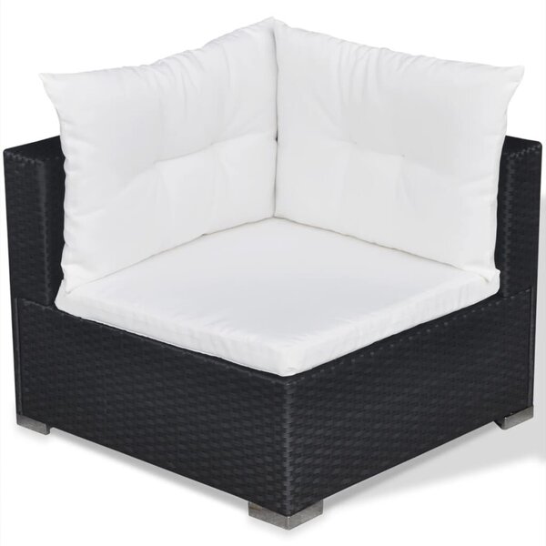 Polyrattan Kerti Ülőgarnitúra - 5 részes - Fekete