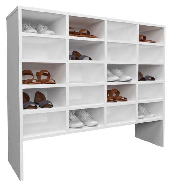 Tisso 20 polcos cipősszekrény, Fehér, 104 x 30 x 100 cm