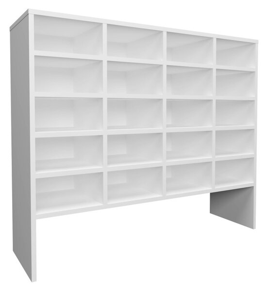 Tisso 20 polcos cipősszekrény, Fehér, 104 x 30 x 100 cm