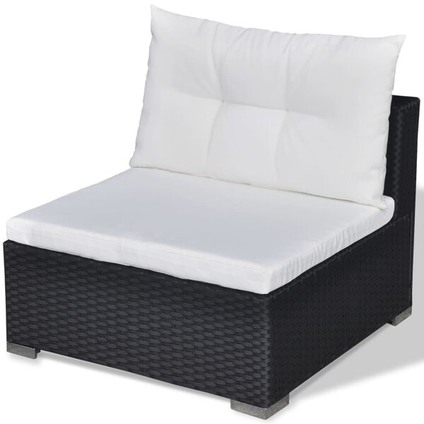 Polyrattan Kerti Ülőgarnitúra - 5 részes - Fekete